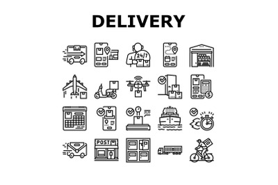 Delivery Service Application Icons Set Vector