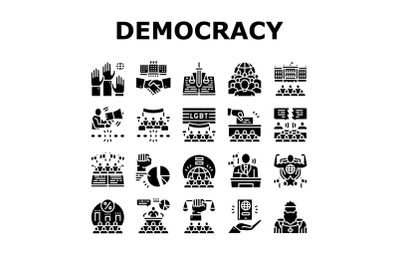 Democracy Government Politic Icons Set Vector