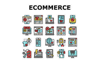 Ecommerce And Online Shopping Icons Set Vector