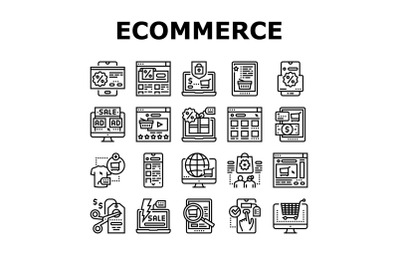 Ecommerce And Online Shopping Icons Set Vector