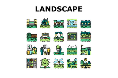 Landscape Design And Accessories Icons Set Vector