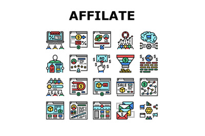 Affiliate Marketing And Commerce Icons Set Vector