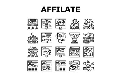 Affiliate Marketing And Commerce Icons Set Vector