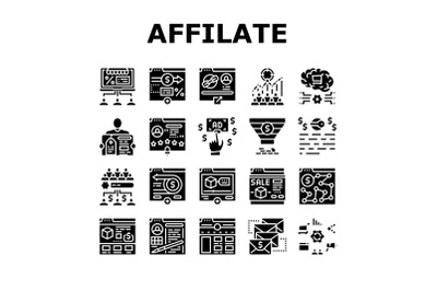 Affiliate Marketing And Commerce Icons Set Vector