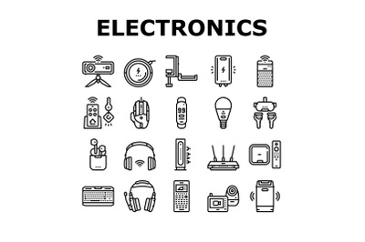 Electronics Digital Technology Icons Set Vector