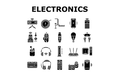 Electronics Digital Technology Icons Set Vector