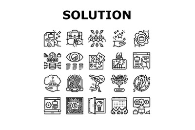 Solution Business Problem Task Icons Set Vector