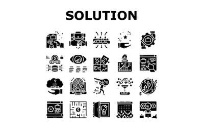 Solution Business Problem Task Icons Set Vector