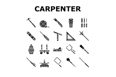 Carpenter Tool And Accessory Icons Set Vector