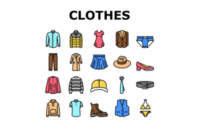 Clothes And Wearing Accessories Icons Set Vector