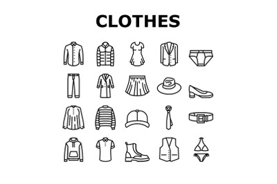 Clothes And Wearing Accessories Icons Set Vector