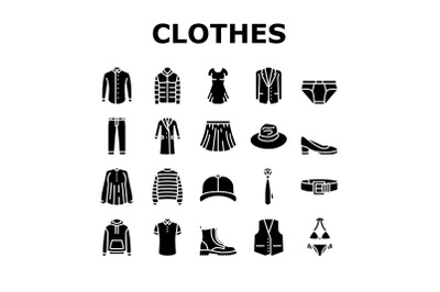 Clothes And Wearing Accessories Icons Set Vector