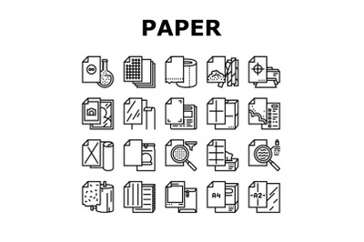 Paper List For Printing Poster Icons Set Vector