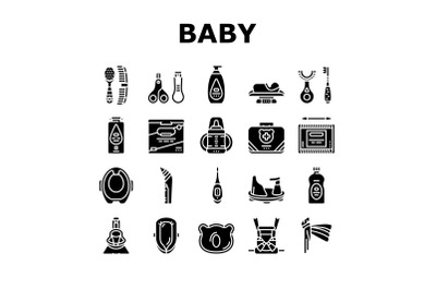 Baby Accessories And Equipment Icons Set Vector