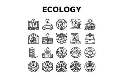 Ecology Protective Technology Icons Set Vector