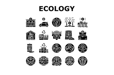 Ecology Protective Technology Icons Set Vector