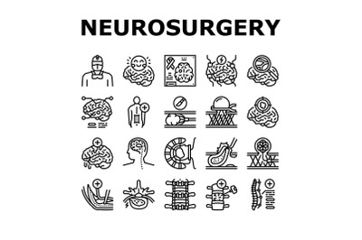 Neurosurgery Medical Treatment Icons Set Vector