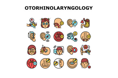 Otorhinolaryngology Treatment Icons Set Vector