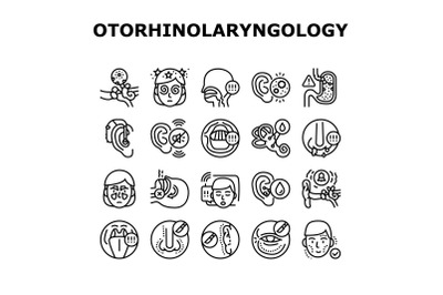 Otorhinolaryngology Treatment Icons Set Vector