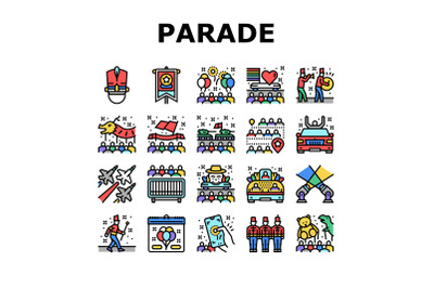 Parade Celebration Festival Event Icons Set Vector