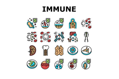 Immune System Disease And Treat Icons Set Vector