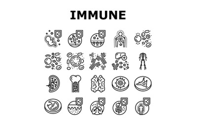 Immune System Disease And Treat Icons Set Vector