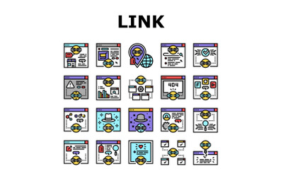 Link Building And Optimization Icons Set Vector