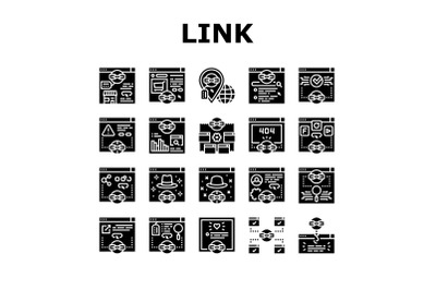 Link Building And Optimization Icons Set Vector