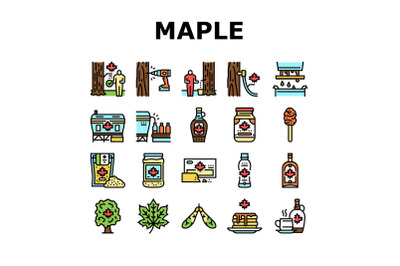 Maple Syrup Delicious Liquid Icons Set Vector