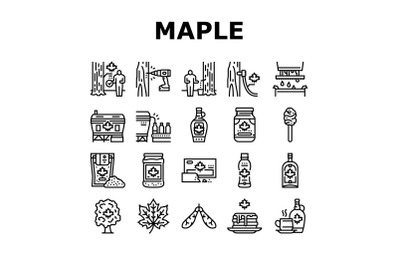 Maple Syrup Delicious Liquid Icons Set Vector