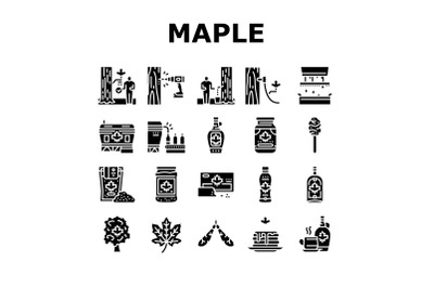 Maple Syrup Delicious Liquid Icons Set Vector