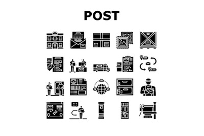 Post Office Delivery Service Icons Set Vector