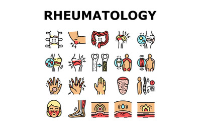 Rheumatology Disease Problem Icons Set Vector