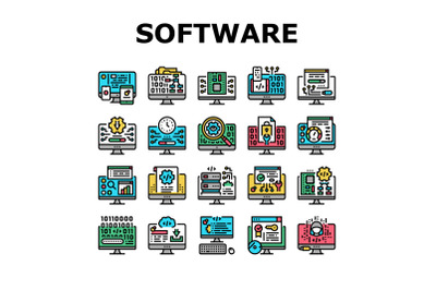 Software Program Development Icons Set Vector