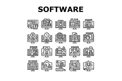 Software Program Development Icons Set Vector