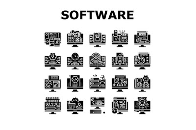 Software Program Development Icons Set Vector