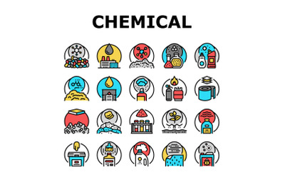 Chemical Industry Production Icons Set Vector