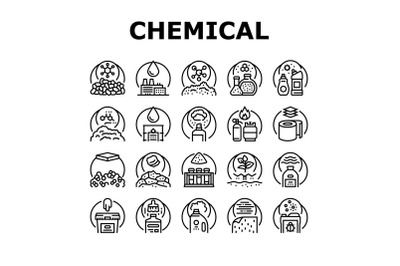 Chemical Industry Production Icons Set Vector