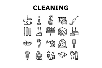 Cleaning And Washing Accessories Icons Set Vector