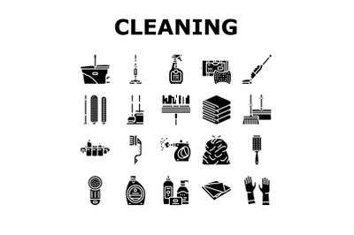 Cleaning And Washing Accessories Icons Set Vector