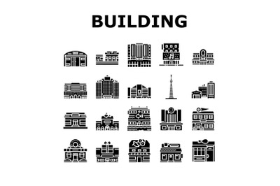 Building Restaurant And Store Icons Set Vector