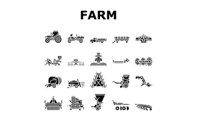 Farm Equipment And Transport Icons Set Vector