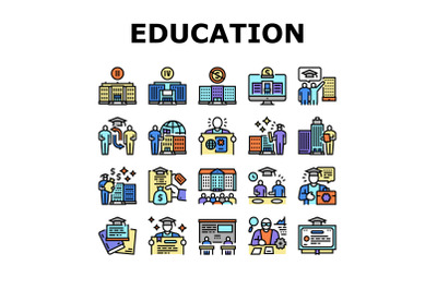 Higher Education And Graduation Icons Set Vector