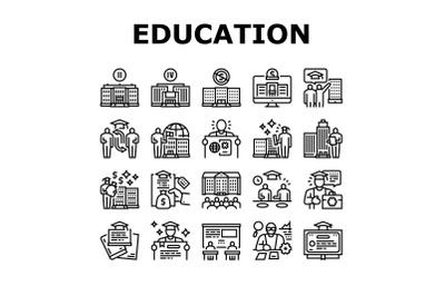 Higher Education And Graduation Icons Set Vector