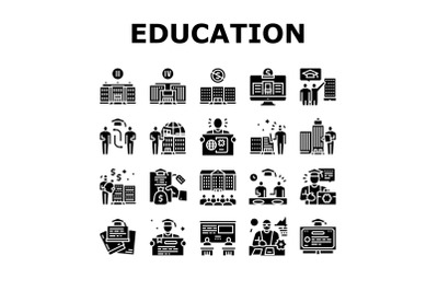 Higher Education And Graduation Icons Set Vector