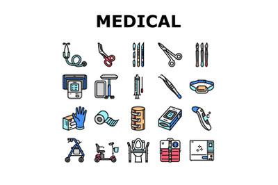 Medical Instrument And Equipment Icons Set Vector