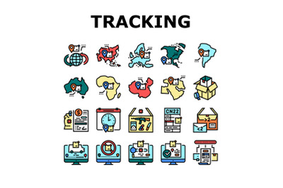 Shipment Tracking International Icons Set Vector