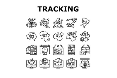 Shipment Tracking International Icons Set Vector