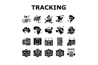 Shipment Tracking International Icons Set Vector