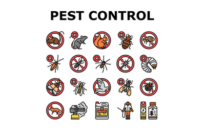 Pest Control Service Treatment Icons Set Vector